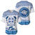 Greece Dolphin Baseball Jersey with Greek Key Pattern and Ocean Wave Design