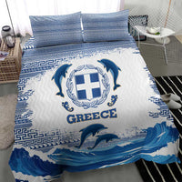Greece Dolphin Bedding Set with Greek Key Pattern and Ocean Wave Design