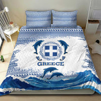 Greece Dolphin Bedding Set with Greek Key Pattern and Ocean Wave Design