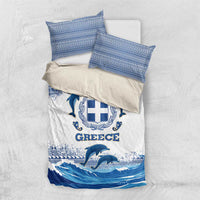 Greece Dolphin Bedding Set with Greek Key Pattern and Ocean Wave Design