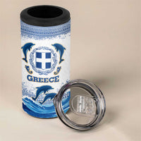 Greece Dolphin 4 in 1 Can Cooler Tumbler with Greek Key Pattern and Ocean Wave Design