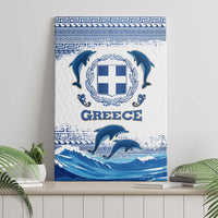 Greece Dolphin Canvas Wall Art with Greek Key Pattern and Ocean Wave Design