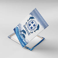 Greece Dolphin Canvas Wall Art with Greek Key Pattern and Ocean Wave Design