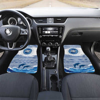 Greece Dolphin Car Mats with Greek Key Pattern and Ocean Wave Design