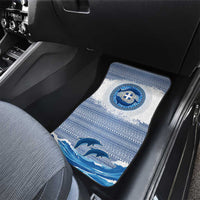 Greece Dolphin Car Mats with Greek Key Pattern and Ocean Wave Design