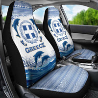 Greece Dolphin Car Seat Cover with Greek Key Pattern and Ocean Wave Design