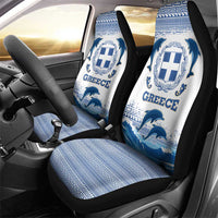 Greece Dolphin Car Seat Cover with Greek Key Pattern and Ocean Wave Design
