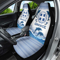 Greece Dolphin Car Seat Cover with Greek Key Pattern and Ocean Wave Design