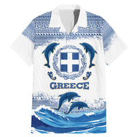 Greece Dolphin Family Matching Mermaid Dress and Hawaiian Shirt with Greek Key Pattern and Ocean Wave Design
