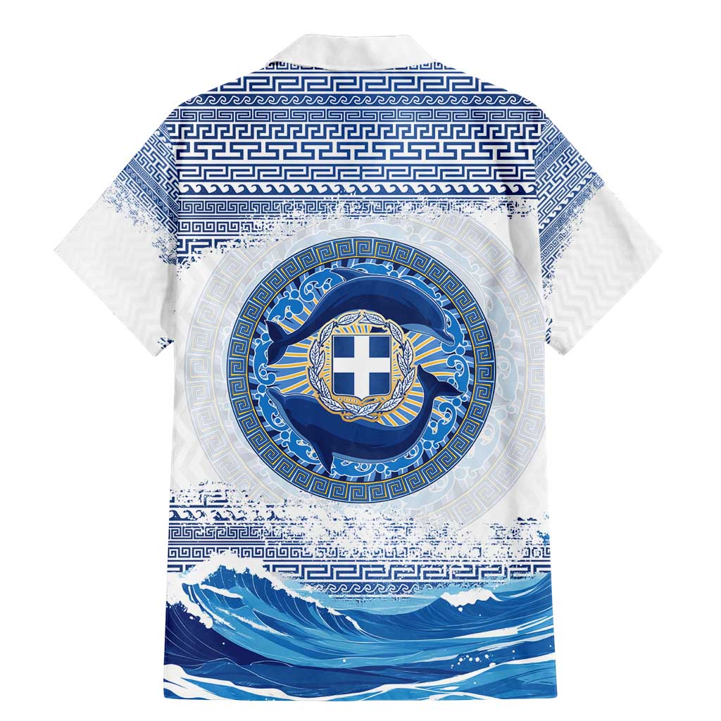 Greece Dolphin Family Matching Mermaid Dress and Hawaiian Shirt with Greek Key Pattern and Ocean Wave Design