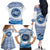 Greece Dolphin Family Matching Off The Shoulder Long Sleeve Dress and Hawaiian Shirt with Greek Key Pattern and Ocean Wave Design