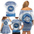 Greece Dolphin Family Matching Off Shoulder Short Dress and Hawaiian Shirt with Greek Key Pattern and Ocean Wave Design