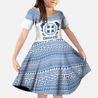 Greece Dolphin Family Matching Tank Maxi Dress and Hawaiian Shirt with Greek Key Pattern and Ocean Wave Design