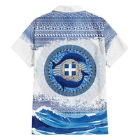 Greece Dolphin Family Matching Tank Maxi Dress and Hawaiian Shirt with Greek Key Pattern and Ocean Wave Design