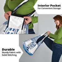 Greece Dolphin Grocery Bag with Greek Key Pattern and Ocean Wave Design