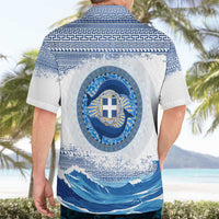 Greece Dolphin Hawaiian Shirt with Greek Key Pattern and Ocean Wave Design
