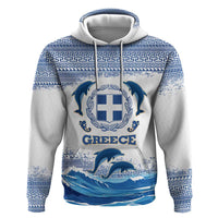 Greece Dolphin Hoodie with Greek Key Pattern and Ocean Wave Design