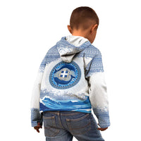 Greece Dolphin Kid Hoodie with Greek Key Pattern and Ocean Wave Design
