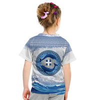 Greece Dolphin Kid T Shirt with Greek Key Pattern and Ocean Wave Design