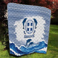 Greece Dolphin Quilt with Greek Key Pattern and Ocean Wave Design