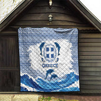 Greece Dolphin Quilt with Greek Key Pattern and Ocean Wave Design