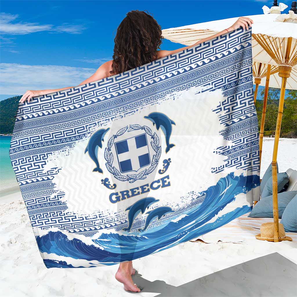 Greece Dolphin Sarong with Greek Key Pattern and Ocean Wave Design