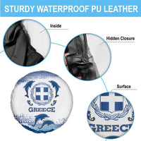 Greece Dolphin Spare Tire Cover with Greek Key Pattern and Ocean Wave Design