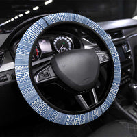 Greece Dolphin Steering Wheel Cover with Greek Key Pattern and Ocean Wave Design