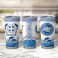 Greece Dolphin Tumbler Cup with Greek Key Pattern and Ocean Wave Design