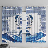 Greece Dolphin Window Curtain with Greek Key Pattern and Ocean Wave Design