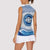 Greece Dolphin Women Sleeveless Polo Shirt with Greek Key Pattern and Ocean Wave Design