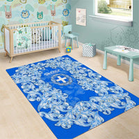 Greece Baroque Pattern Area Rug with Greek Flag Crest and Country Map