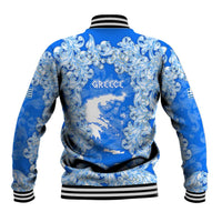 Greece Baroque Pattern Baseball Jacket with Greek Flag Crest and Country Map