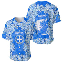 Greece Baroque Pattern Baseball Jersey with Greek Flag Crest and Country Map
