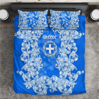 Greece Baroque Pattern Bedding Set with Greek Flag Crest and Country Map
