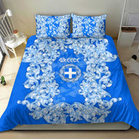 Greece Baroque Pattern Bedding Set with Greek Flag Crest and Country Map