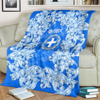 Greece Baroque Pattern Blanket with Greek Flag Crest and Country Map