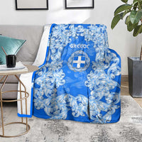 Greece Baroque Pattern Blanket with Greek Flag Crest and Country Map