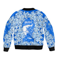 Greece Baroque Pattern Bomber Jacket with Greek Flag Crest and Country Map
