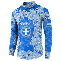 Greece Baroque Pattern Button Sweatshirt with Greek Flag Crest and Country Map