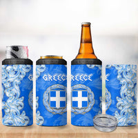 Greece Baroque Pattern 4 in 1 Can Cooler Tumbler with Greek Flag Crest and Country Map