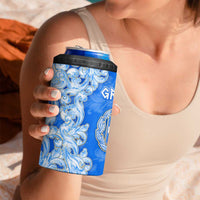 Greece Baroque Pattern 4 in 1 Can Cooler Tumbler with Greek Flag Crest and Country Map