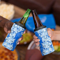 Greece Baroque Pattern 4 in 1 Can Cooler Tumbler with Greek Flag Crest and Country Map