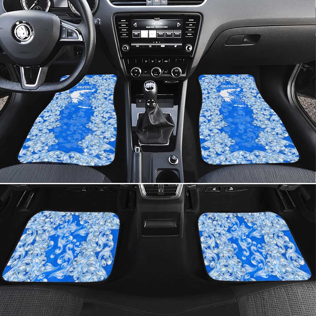 Greece Baroque Pattern Car Mats with Greek Flag Crest and Country Map