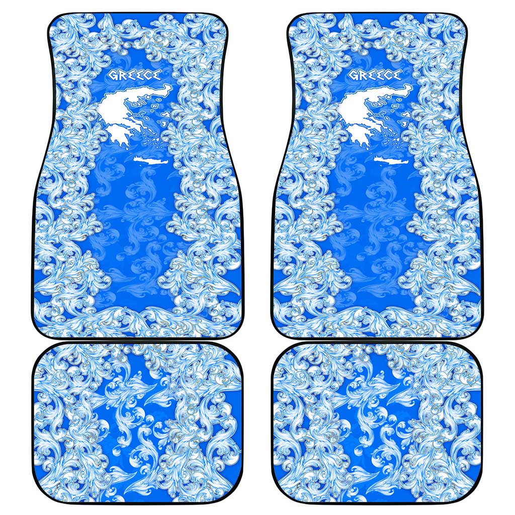 Greece Baroque Pattern Car Mats with Greek Flag Crest and Country Map