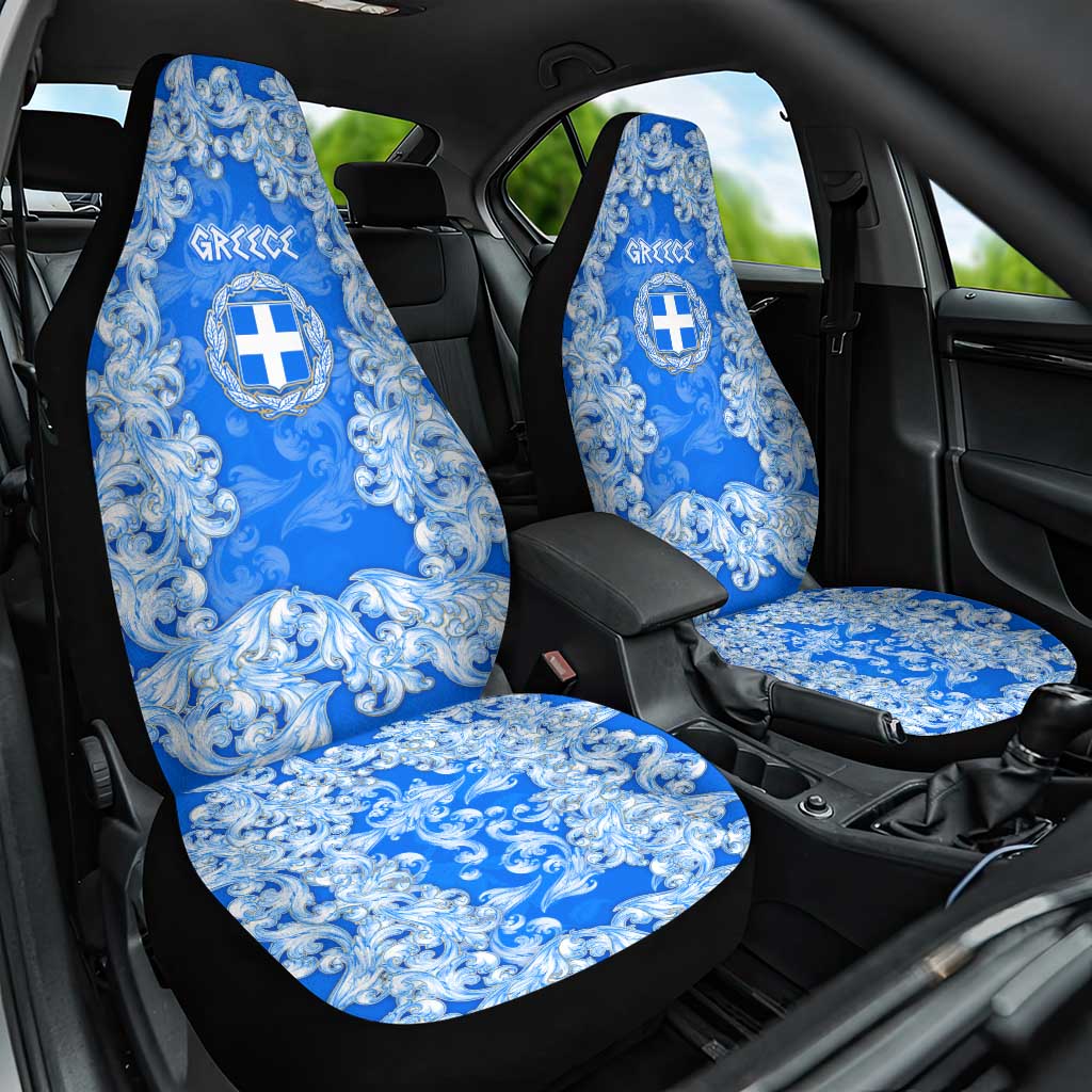 Greece Baroque Pattern Car Seat Cover with Greek Flag Crest and Country Map