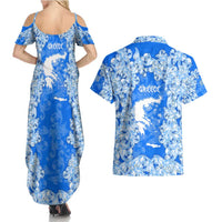 Greece Baroque Pattern Couples Matching Summer Maxi Dress and Hawaiian Shirt with Greek Flag Crest and Country Map