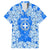 Greece Baroque Pattern Family Matching Off The Shoulder Long Sleeve Dress and Hawaiian Shirt with Greek Flag Crest and Country Map