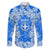 Greece Baroque Pattern Family Matching Off Shoulder Maxi Dress and Hawaiian Shirt with Greek Flag Crest and Country Map