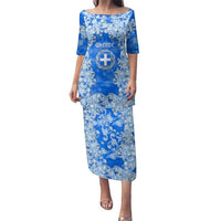 Greece Baroque Pattern Family Matching Puletasi and Hawaiian Shirt with Greek Flag Crest and Country Map